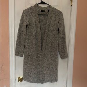 Gray Long Open-Front Cardigan Sweater